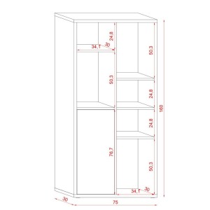 Étagère design JERICHO, 160 cm, 6 niches, design et moderne, coloris noir mat et chêne