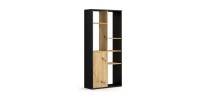 Étagère design JERICHO, 160 cm, 6 niches, design et moderne, coloris noir mat et chêne
