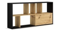 Étagère design JERICHO, 160 cm, 6 niches, design et moderne, coloris noir mat et chêne