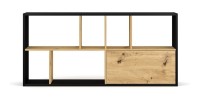 Étagère design JERICHO, 160 cm, 6 niches, design et moderne, coloris noir mat et chêne