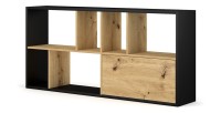 Étagère design JERICHO, 160 cm, 6 niches, design et moderne, coloris noir mat et chêne