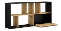 Étagère design JERICHO, 160 cm, 6 niches, design et moderne, coloris noir mat et chêne