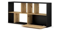 Étagère design JERICHO, 160 cm, 6 niches, design et moderne, coloris noir mat et chêne