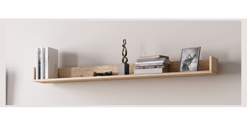 Étagère murale design RULIA, 140 cm, design et moderne, coloris chêne