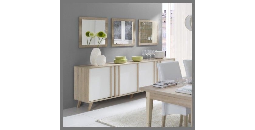 Lot de 3 miroirs MALMO vu avec le buffet de la même collection