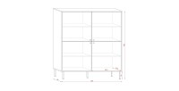 Buffet haut style industrielle SPEBO,  4 portes, coloris noir et chêne