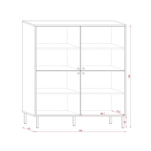 Buffet haut style industrielle SPEBO,  4 portes, coloris noir et chêne