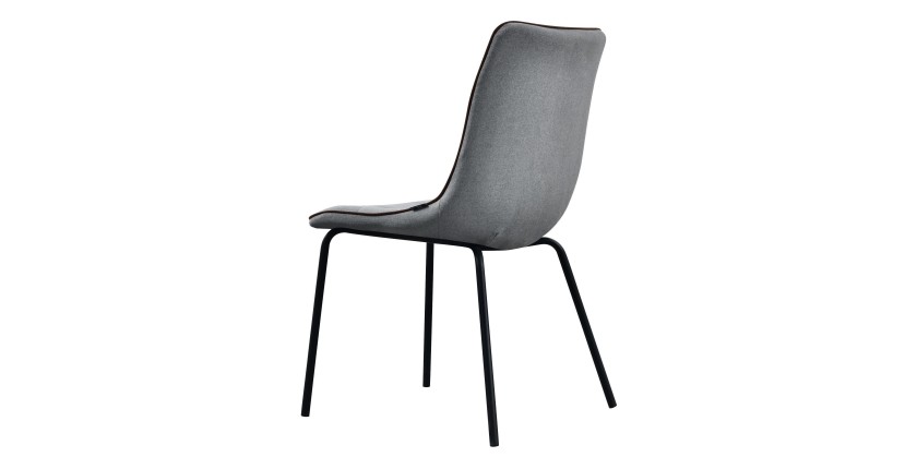 Chaise LUCCA design en acier et tissu coloris gris - Lot de 4