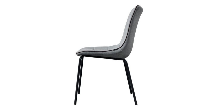 Chaise LUCCA design en acier et tissu coloris gris - Lot de 4