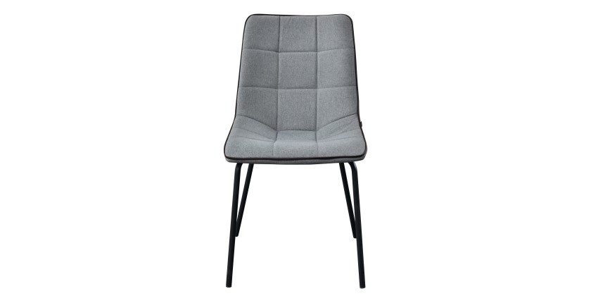 Chaise LUCCA design en acier et tissu coloris gris - Lot de 4