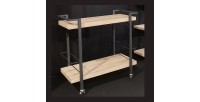 Désserte, meuble de rangement design pour cuisine ou salle à manger TROLLEY. Coloris bois et noir