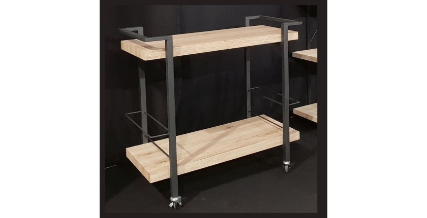 Désserte, meuble de rangement design pour cuisine ou salle à manger TROLLEY. Coloris bois et noir