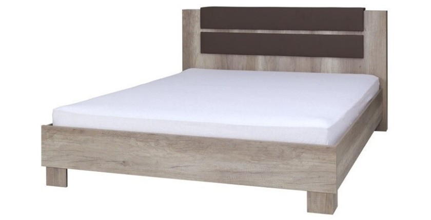 Ensemble design pour chambre à coucher ROMI. Lit avec sommier 180x200 cm, deux tables de chevet et commode.