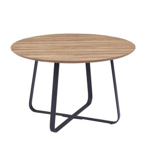 Table à manger ronde NOVES, ø120cm - brun/noir - Style Moderne