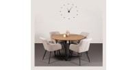 Table à manger ronde NOVES, ø120cm - brun/noir - Style Moderne