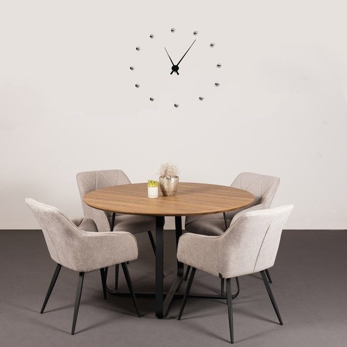 Table à manger ronde NOVES, ø120cm - brun/noir - Style Moderne