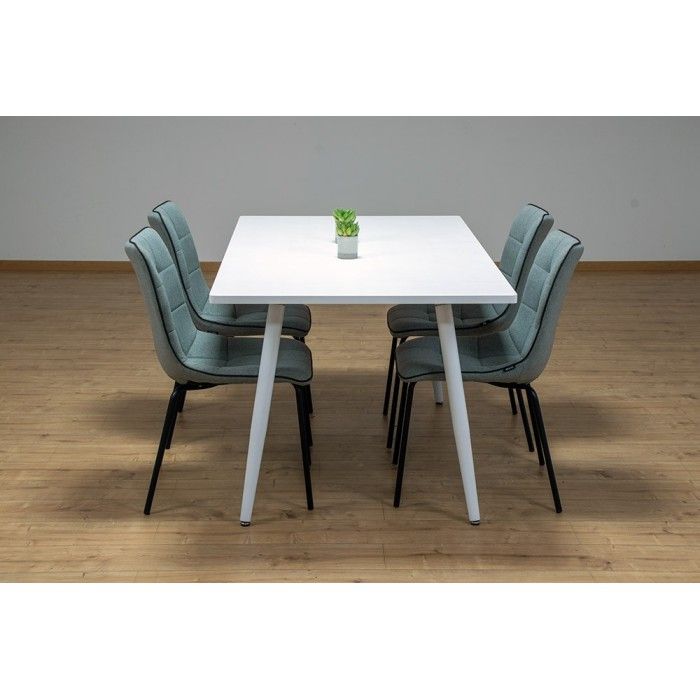 Table 160 x 90 Collection RENNES pieds métal et plateau blanc. Table design.