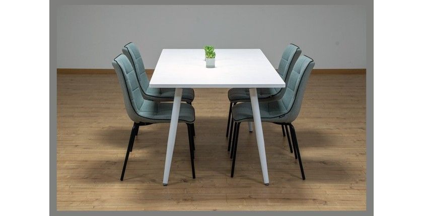Table 160 x 90 Collection RENNES pieds métal et plateau blanc. Table design.