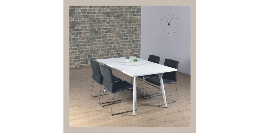 Table 160 x 90 Collection RENNES pieds métal et plateau blanc. Table design.