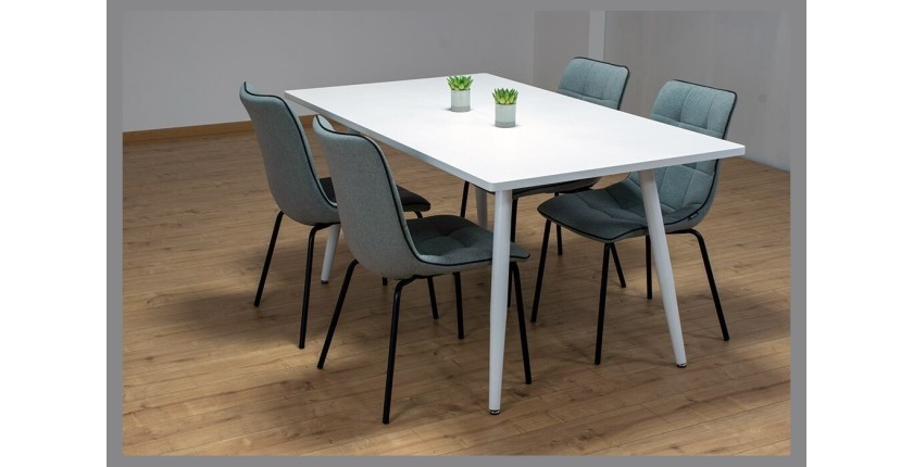 Table 200 x 100 Collection RENNES pieds métal et plateau blanc. Table design.