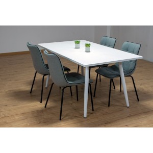 Table 200 x 100 Collection RENNES pieds métal et plateau blanc. Table design.