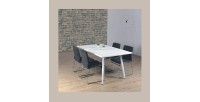 Table 200 x 100 Collection RENNES pieds métal et plateau blanc. Table design.