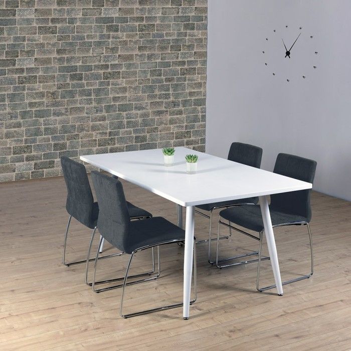 Table 200 x 100 Collection RENNES pieds métal et plateau blanc. Table design.