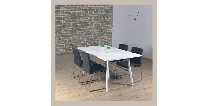 Table 200 x 100 Collection RENNES pieds métal et plateau blanc. Table design.