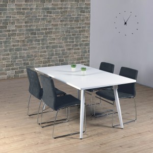 Table 200 x 100 Collection RENNES pieds métal et plateau blanc. Table design.
