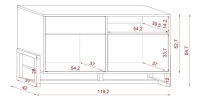 Commode design GEILO, 140 cm, 1 tiroir et 2 portes, coloris noir mat et hêtre