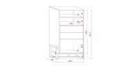 Vaisselier design GEILO 2 tiroirs, 1 porte et 2 niches, coloris noir mat et hêtre