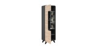 Vitrine haute avec LED collection OASIS. Coloris gris et bois. Meuble design idéal pour votre salle à manger
