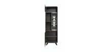 Vitrine haute avec LED collection OASIS. Coloris gris et bois. Meuble design idéal pour votre salle à manger