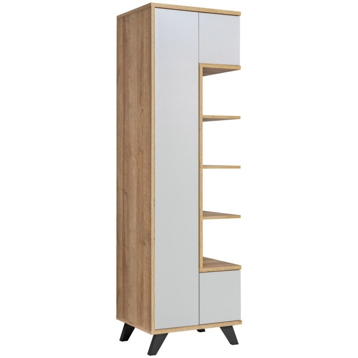 Vitrine haute collection CORDOBA. Coloris gris perle et bois. Meuble design.