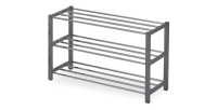 Meuble à chaussures pour votre entrée SAMMY, métal chromé et métal teinté gris