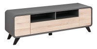 Meuble TV 160 Collection OASIS. Nombreux rangements. Coloris gris anthracite et bois. Style design.