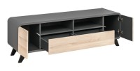 Meuble TV 160 Collection OASIS. Nombreux rangements. Coloris gris anthracite et bois. Style design.