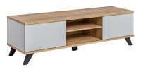 Meuble TV 160 Collection CORDOBA. 2 niches et 2 tiroirs. Coloris chêne et gris. Style design.