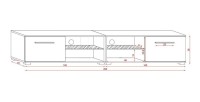 Meuble TV design LEON II XXL, 2 mètres, 2 portes et 4 niches, coloris blanc et blanc brillant