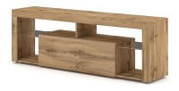 Meuble TV design MONTBLANC 140 cm, 1 porte et 2 niches, coloris chêne Wotan.