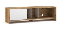 Meuble TV design NARVA 140 cm, 1porte, coloris chêne et blanc