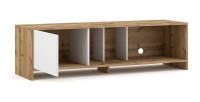 Meuble TV design NARVA 140 cm, 1porte, coloris chêne et blanc