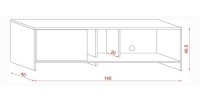 Meuble TV design NARVA 140 cm, 1porte, coloris chêne et blanc