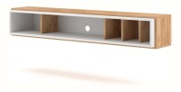 Meuble TV design suspendu DEVA 150 cm coloris chêne et blanc
