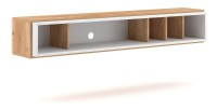 Meuble TV design suspendu DEVA 150 cm coloris chêne et blanc