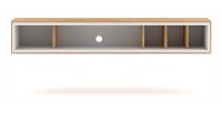 Meuble TV design suspendu DEVA 150 cm coloris chêne et blanc
