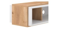 Meuble TV design suspendu DEVA 150 cm coloris chêne et blanc
