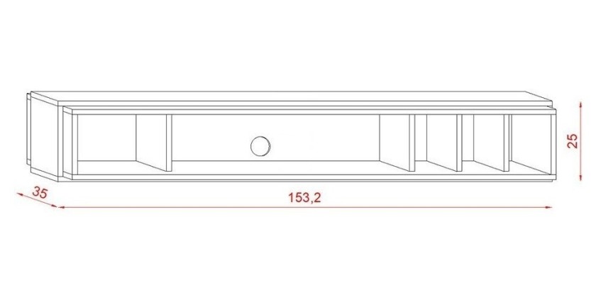 Meuble TV design suspendu DEVA 150 cm coloris chêne et blanc