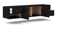 Meuble TV design suspendu NOAH 140 cm. 2 portes et 2 tiroirs. Coloris noir et chêne