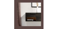 Meuble TV design suspendu NOAH 140 cm. 2 portes et 2 tiroirs. Coloris noir et chêne